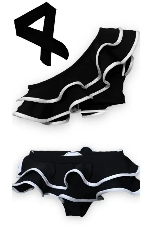 Kız Çocuk  Tek Omuz Fırfırlı Bikini Takımı