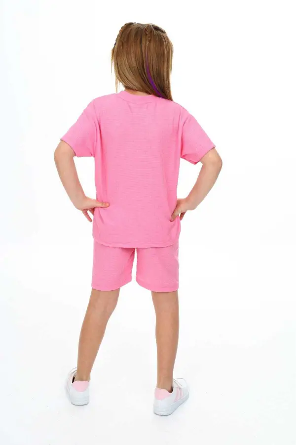 Bisiklet Yaka Şortlu Kız Çocuk Şortlu Takım