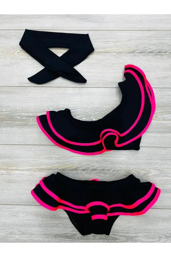 Kız Çocuk Fırfırlı Ikili Bikini Takım