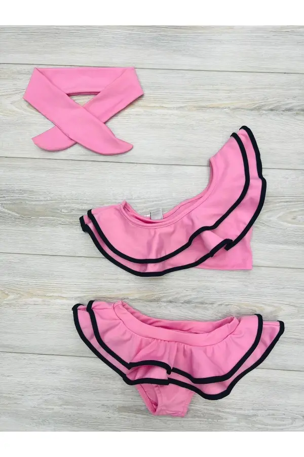 Kız Çocuk Fırfırlı Ikili Bikini Takım