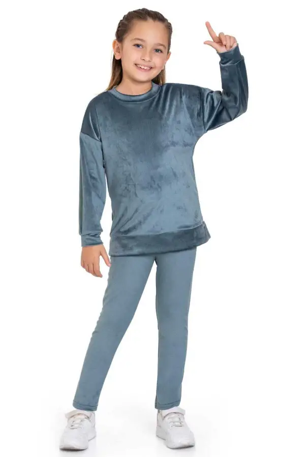 Kadife Basic Düz Renk Çocuk Takım