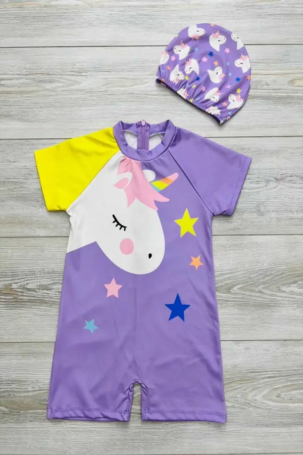 Fermuarlı Boneli Kız Çocuk Mayo Takımı