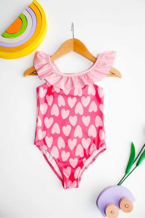 Çapraz Fırfır Askılı Kız Çocuk Mayo