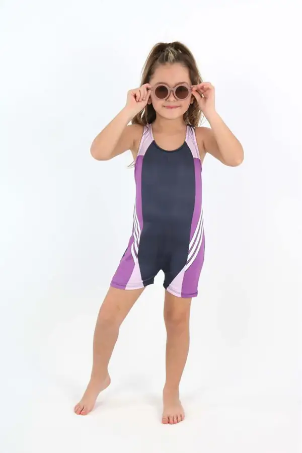 Yüzücü Şortlu Kız Çocuk Mayo