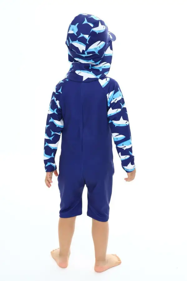 Şapkalı Fermuarlı Uzun Kollu Mayo