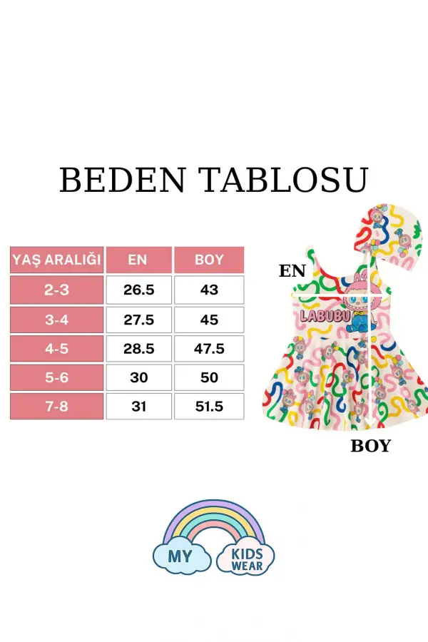 Kız Çocuk Labubu Desenli Mayo Takımı 11969