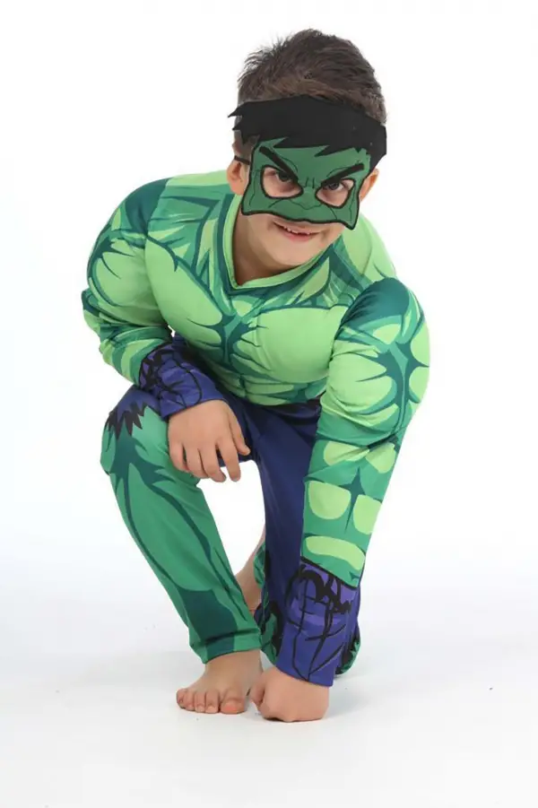 Erkek Çocuk Kaslı Hulk Kostümü 4-10 Yaş 11946