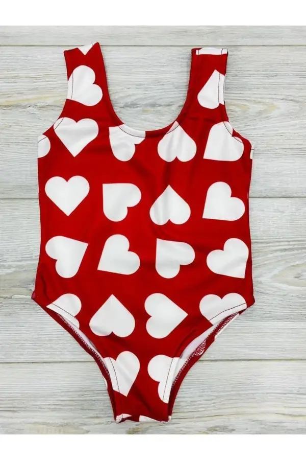 Desenli Kız Çocuk Mayo