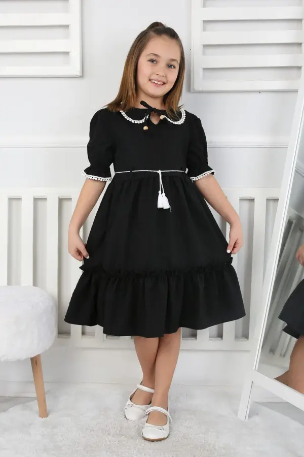 Gofre Kumaş Kız Çocuk Elbise