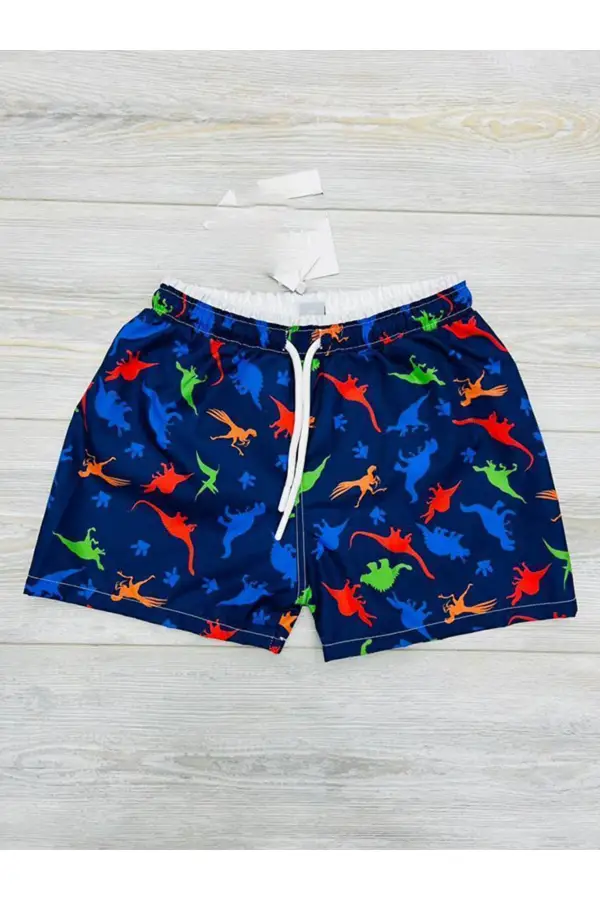 Erkek Çocuk Su Tutmaz Paraşüt Kumaş Karakter Baskılı Bel Bağcıklı Şort Mayo File Ağ