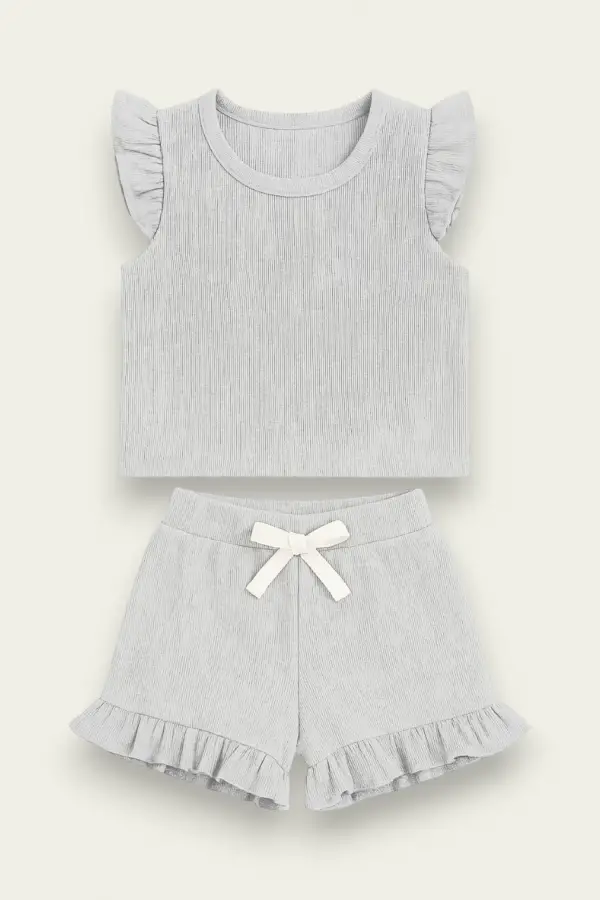 Fırfırlı Kız Çocuk Şort Takım