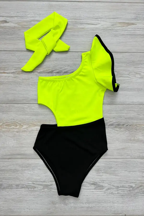 Dekolite Modelli Kız Çocuk Mayosu