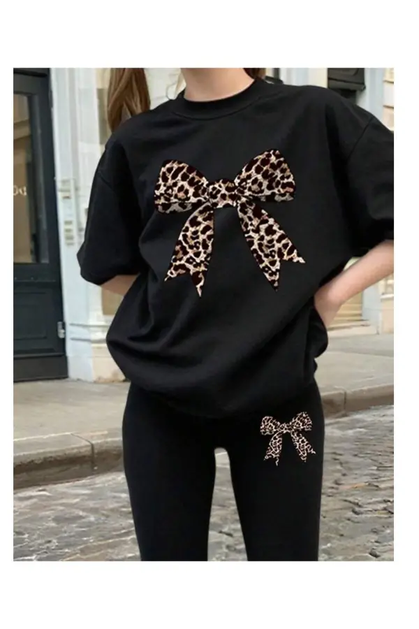 Leopar Baskılı Kız Çocuk Takım