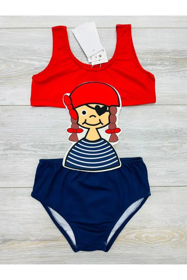 Kahraman Detaylı Kız Çocuk Mayo