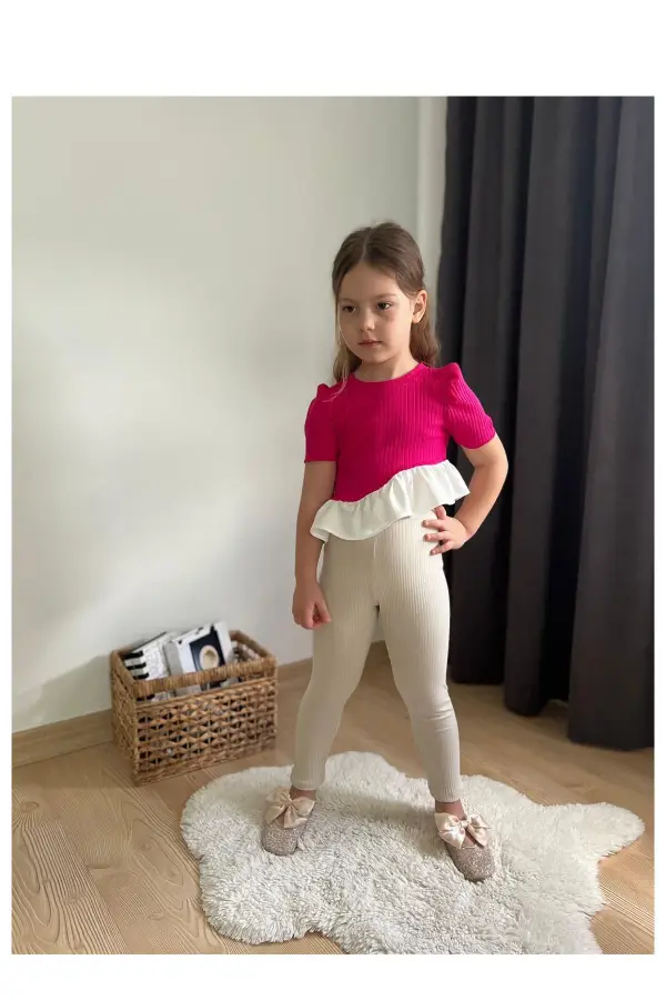 Fırfır Detaylı Kız Çocuk Takım