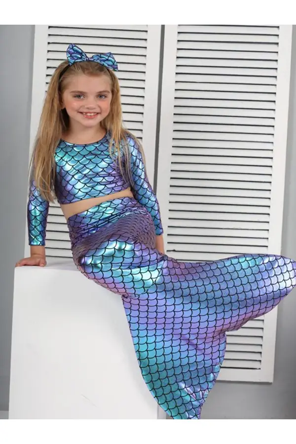 Uzun Kollu Deniz Kızı Mayo Ve Kostüm
