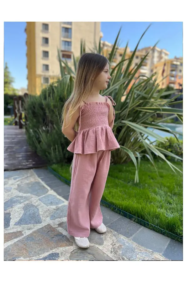 Fırfır Detaylı Kız Çocuk Takım