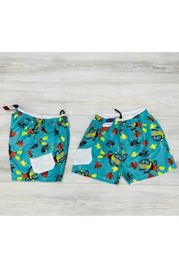 Düz Erkek Cepli Deniz Şortu