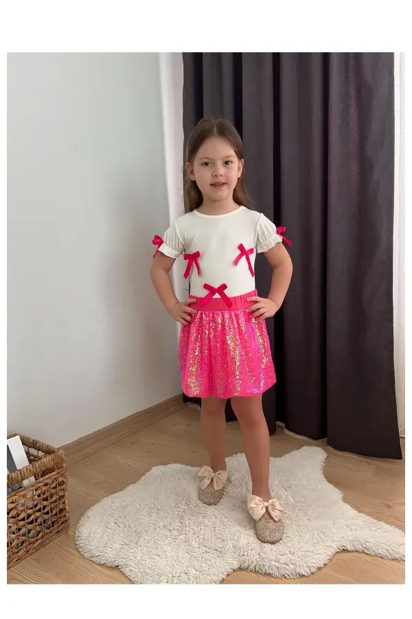 Pullu Etek Fiyonk Detaylı 2li Takım