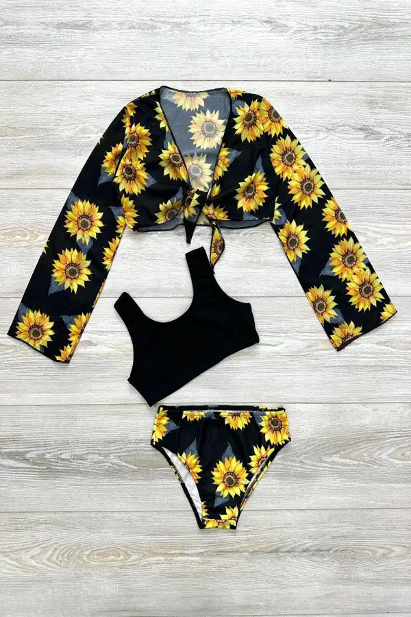 Yeni Sezon Kız Çocuk Bolerolu Bikini 3'lü Takım