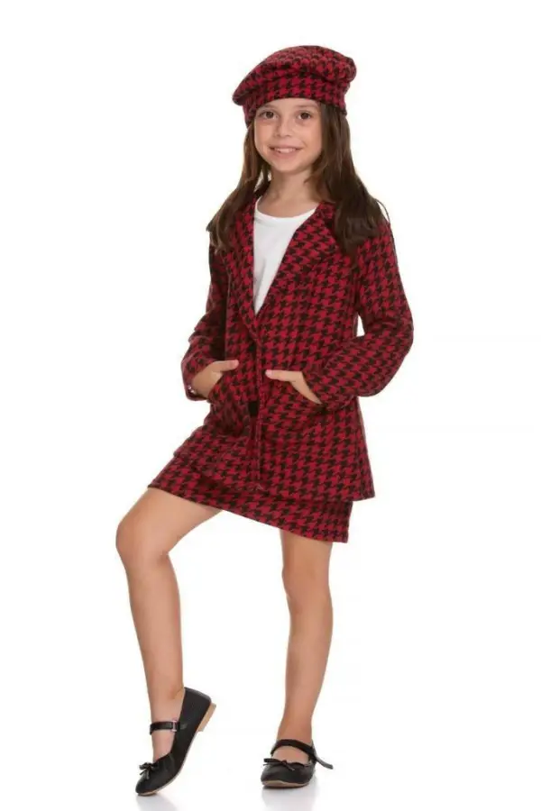 4 Parça Etekli Kaz Ayağı Kız Çocuk Takım