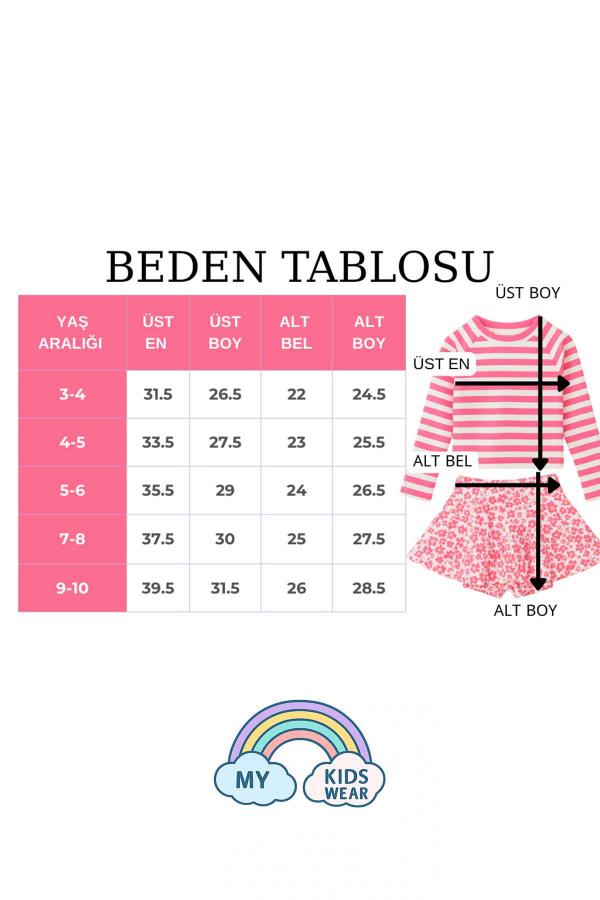 Etek Detaylı Kız Çocuk Desenli Mayo 3-10 Yaş 11919