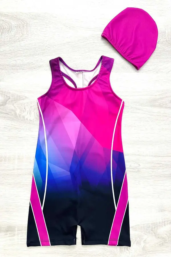 Yüzücü Şortlu Kız Çocuk Mayo ( Boneli )