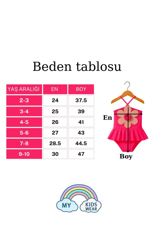 Papatya Detaylı Kız Çocuk Mayo