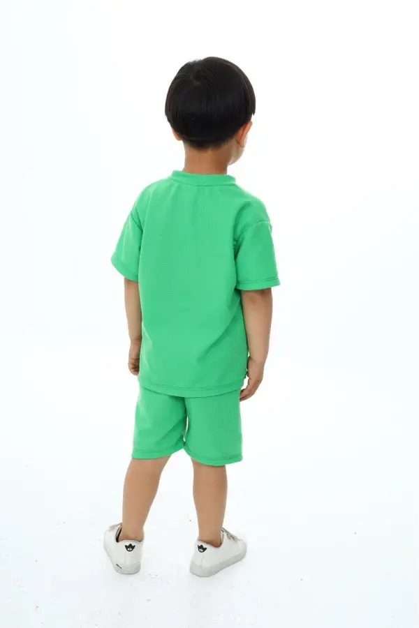 Bisiklet Yaka Şortlu Erkek Çocuk Şortlu Takım