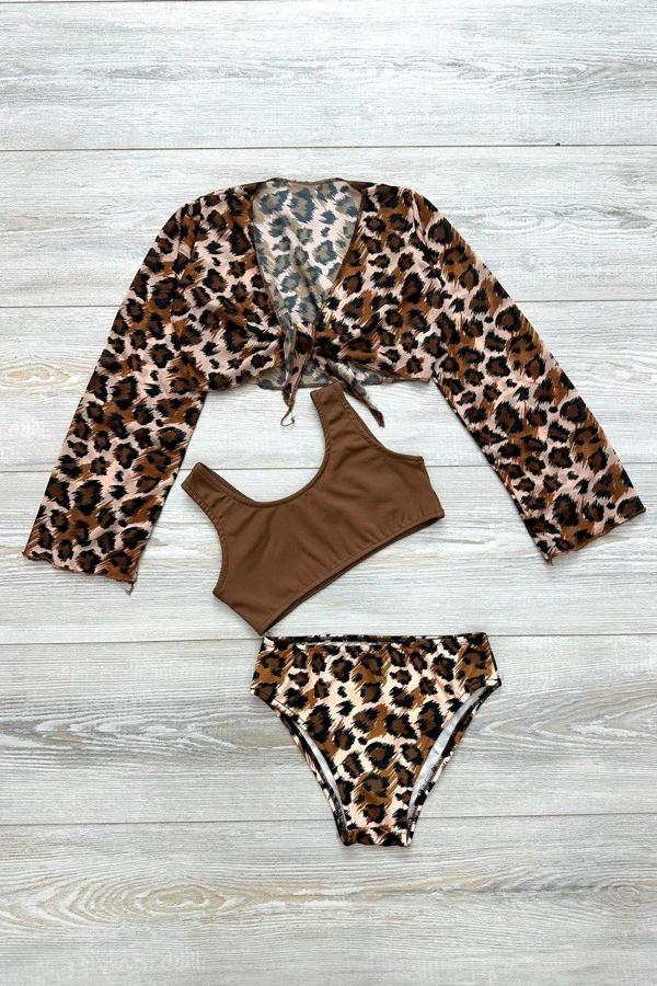 Yeni Sezon Kız Çocuk Bolerolu Bikini 3'lü Takım