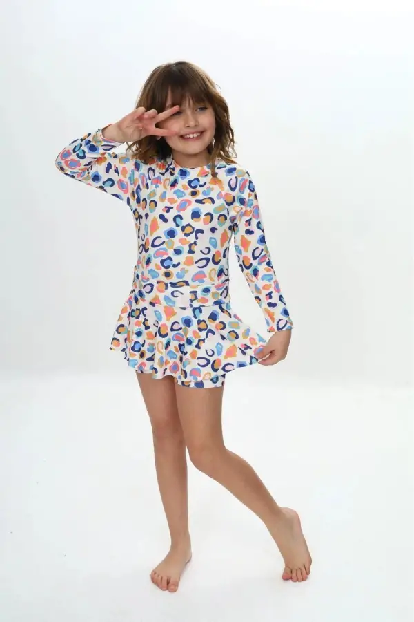 Etek Detaylıı Kız Çocuk Mayo