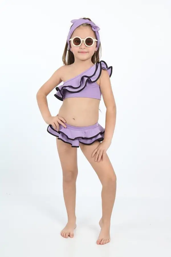 Kız Çocuk Fırfırlı Ikili Bikini Takım