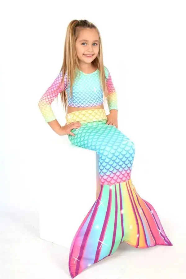 Işıltılı Deniz Kızı Kostümü 3'lü Set Kız Çocuk Kostüm
