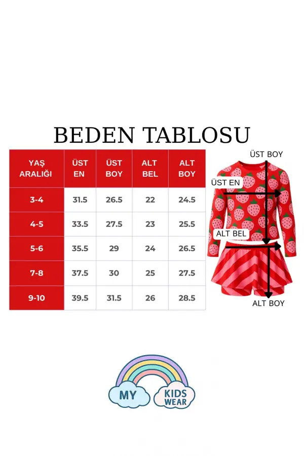 Etek Detaylı Kız Çocuk 2 li Mayo