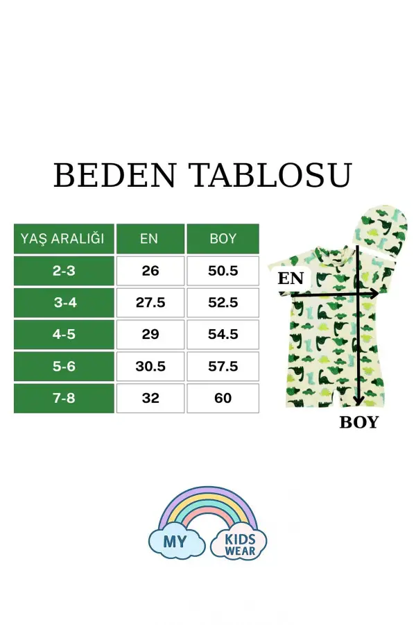 Boneli ,Pervaz Fermuarlı ,Güneş Korumalı Erkek Çocuk Tulum Mayo