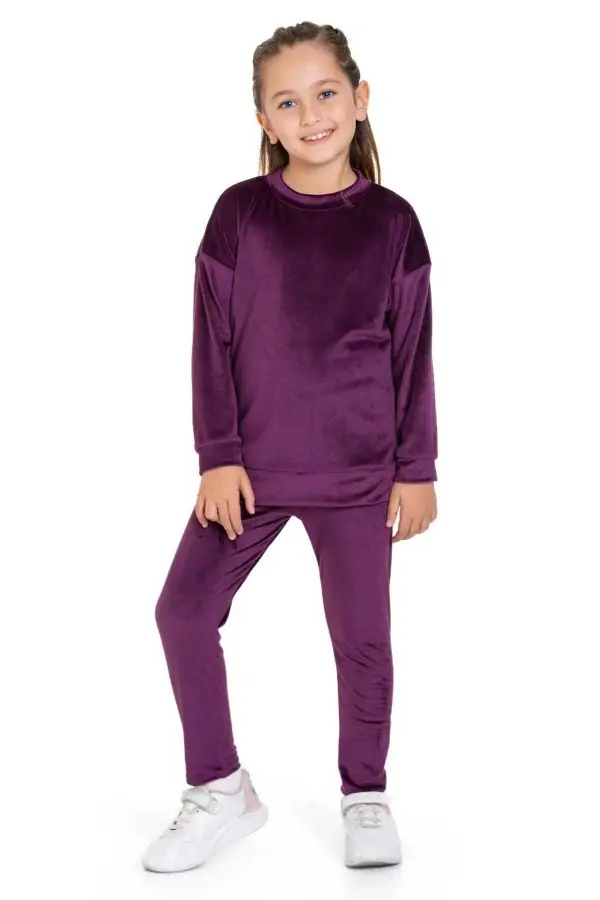 Kadife Basic Düz Renk Çocuk Takım