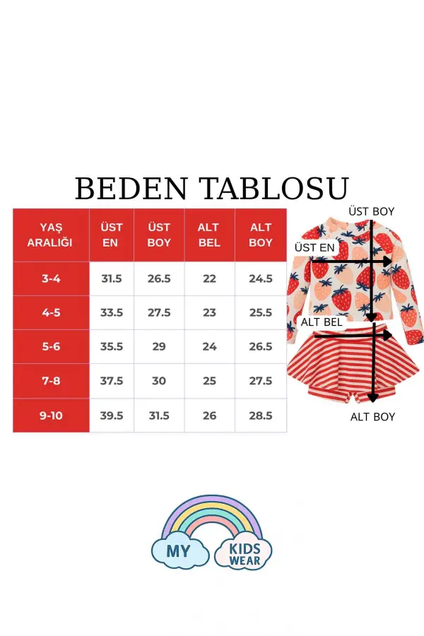 Etek Detaylı Kız Çocuk Renkli 2 li Mayo