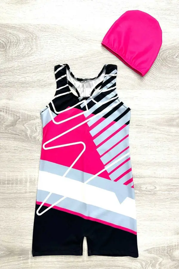 Yüzücü Şortlu Kız Çocuk Mayo ( Boneli )