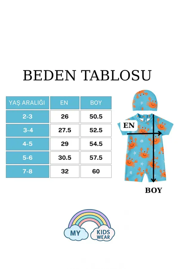 Boneli ,Pervaz Fermuarlı ,Güneş Korumalı Erkek Çocuk Tulum Mayo