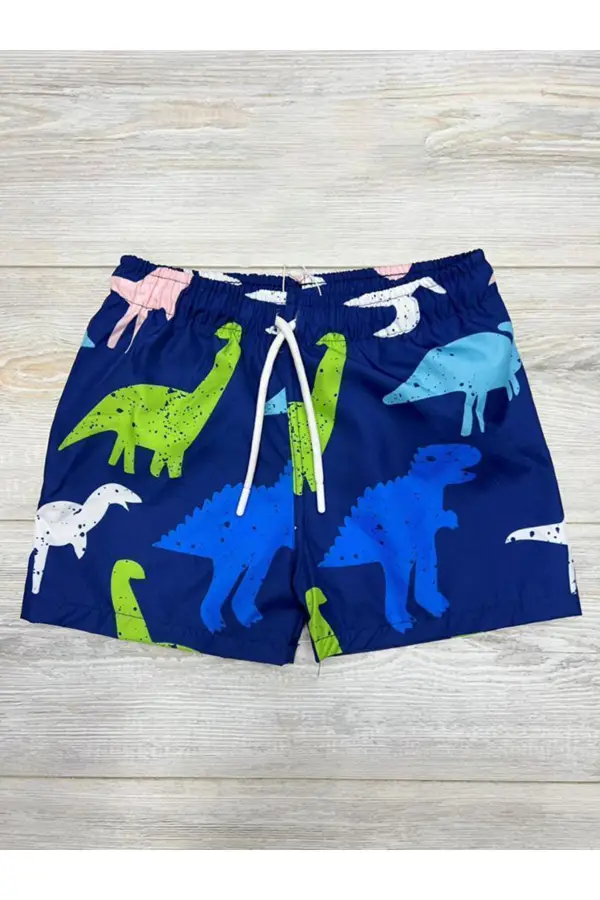 Erkek Çocuk Su Tutmaz Paraşüt Kumaş Karakter Baskılı Bel Bağcıklı Şort Mayo File Ağ