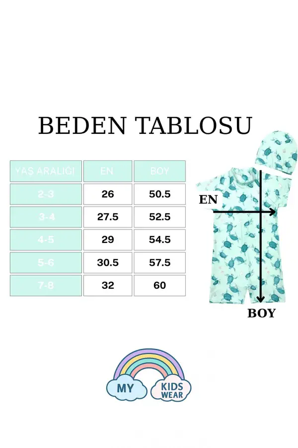 Boneli ,Pervaz Fermuarlı ,Güneş Korumalı Erkek Çocuk Tulum Mayo