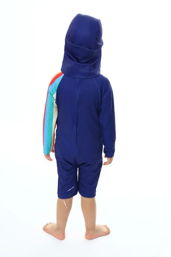 Şapkalı Fermuarlı Uzun Kollu Mayo