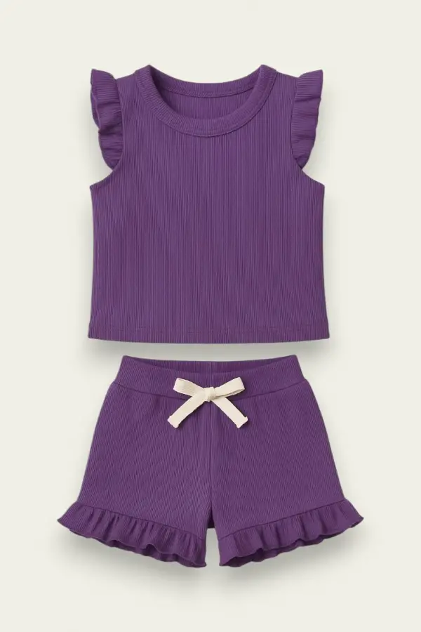 Fırfırlı Kız Çocuk Şort Takım