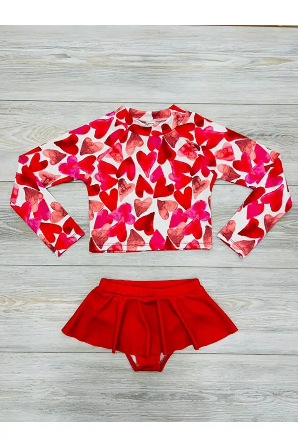 Baskı Detaylı Mayo Takımı Kırmızı