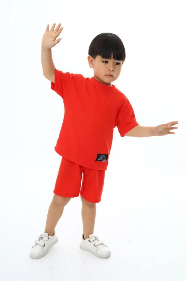 Bisiklet Yaka Şortlu Erkek Çocuk Şortlu Takım