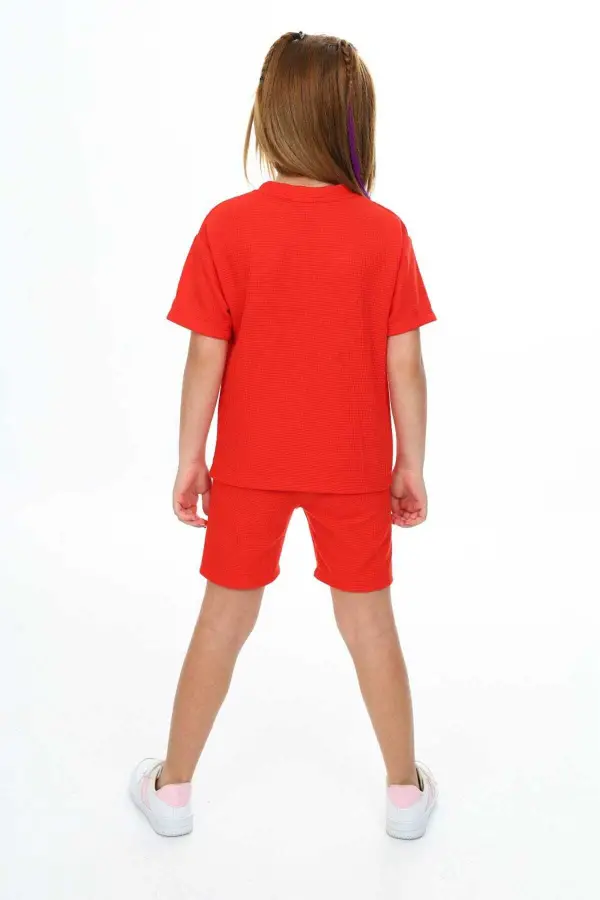 Bisiklet Yaka Şortlu Kız Çocuk Şortlu Takım