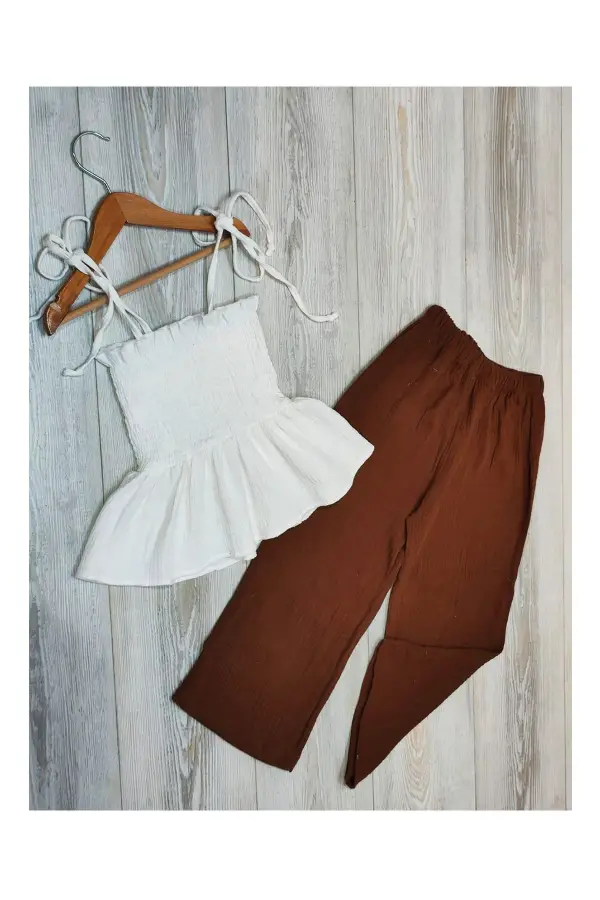 Fırfır Detaylı Kız Çocuk Takım