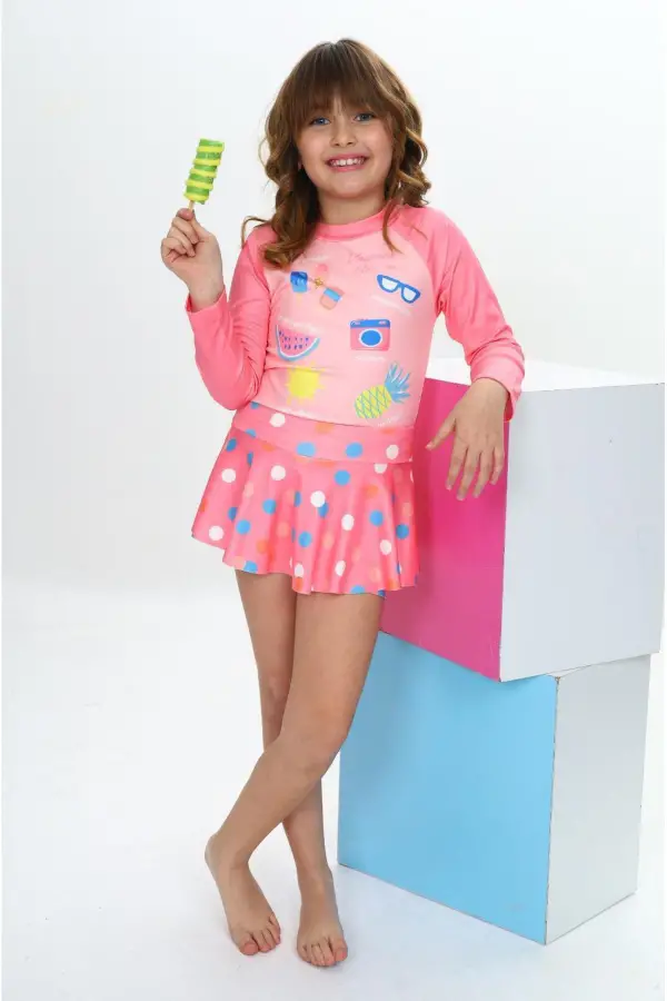 Etek Detaylı Kız Çocuk Mayo