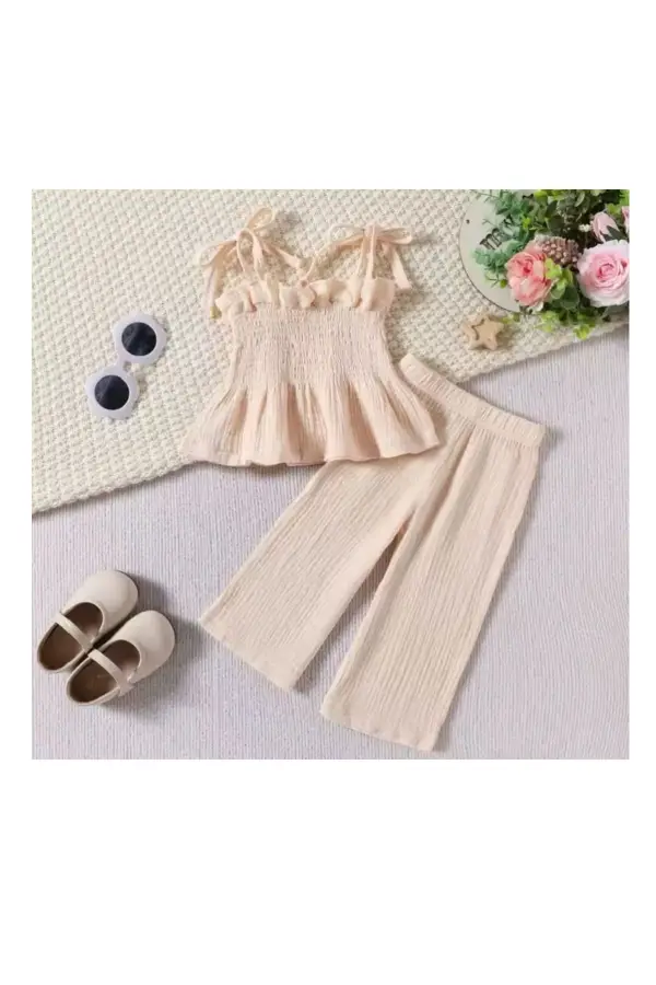 Fırfır Detaylı Kız Çocuk Takım