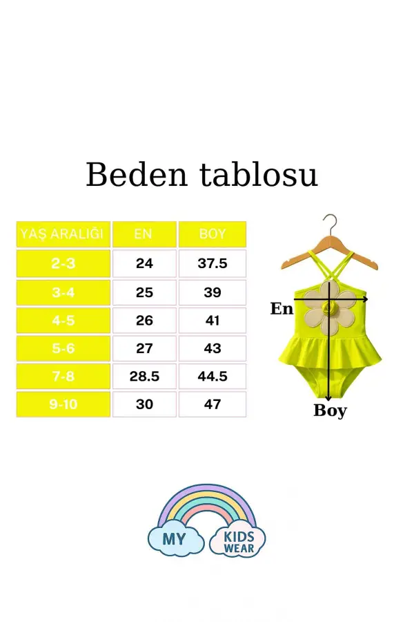 Papatya Detaylı Kız Çocuk Mayo
